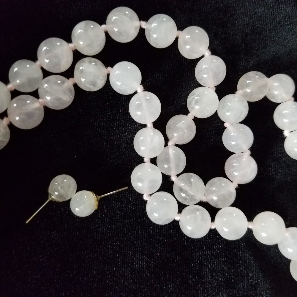 Pink Jade 30 inch necklace and matching earrings